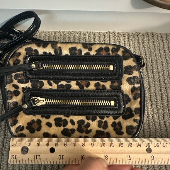 Steve Madden Leopard Haircalf Crossbody – Double Zip Front – Small Bag - Picture 4 of 11